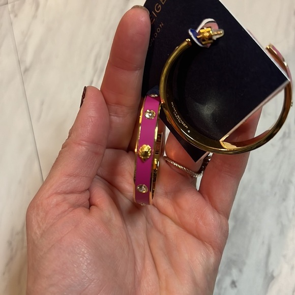 Kurt Geiger Pink gold rhinestone large hoop earrings studs jewelry eagle - Picture 4 of 6